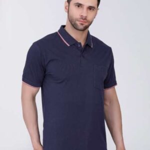 array men solid polo collar cotton relaxed fit tsh