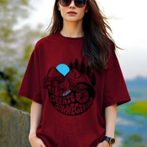 ausk women printed dropshoulder sleeves oversized