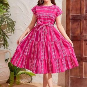 baesd floral print fit flare cotton midi dress