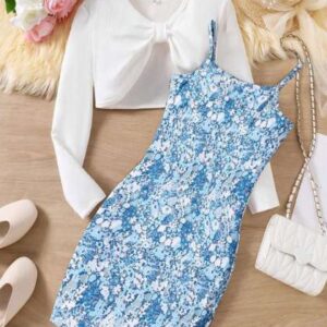 baesd girls floral printed bodycon shoulder strap