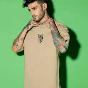 bewakoof brown graphic printed dropshoulder oversi