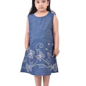 cloth bites girls embroidered denim aline dress