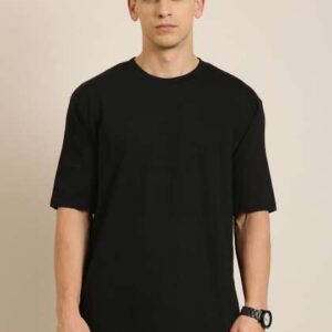 dillinger men black solid pure cotton dropshoulder