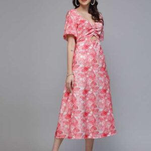 fabway clothing floral printed puff sleeve crepe a