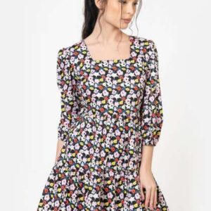 june 9 clothing floral print cotton fit flare dre