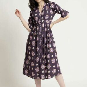 june 9 clothing women floral printed shirt midi dr