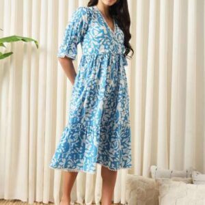 kalini floral printed vneck empire cotton opaque c