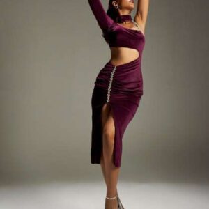 lea clothing co cutouts velvet maxi dress