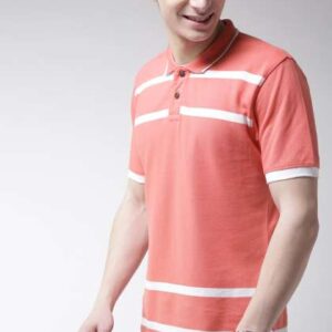 mast harbour men coral pink striped polo collar p