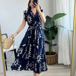 pimu women printed wrap midi dress