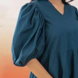 polago clothing puff sleeve cotton aline midi dres