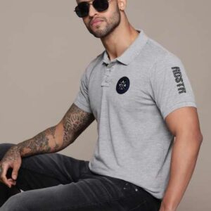 roadster men polo collar applique tshirt