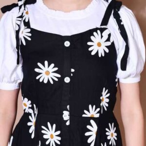 shinisha floral printed short sleeves puff sleeve