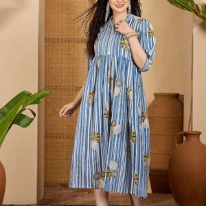 sangria floral striped printed pure cotton puff s