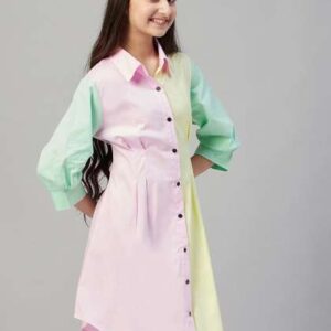 stylo bug puffed sleeve cotton shirt dress
