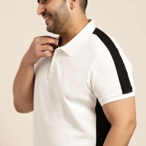 sztori men plus size white black solid polo colla