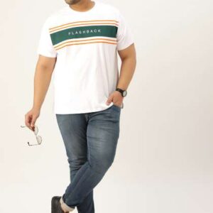 sztori men plus size white green cotton striped t