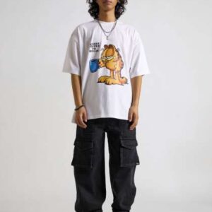 the clothing factory men garfield printed raw edge