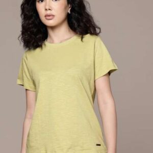 the roadster life co pure cotton solid round neck