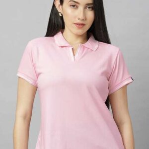 wear your opinion women solid polo collar cotton t