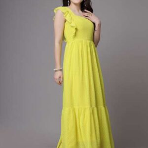 aayu women self design square neck maxi dress