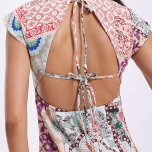 glitchez floral printed tieup styled back sheath m